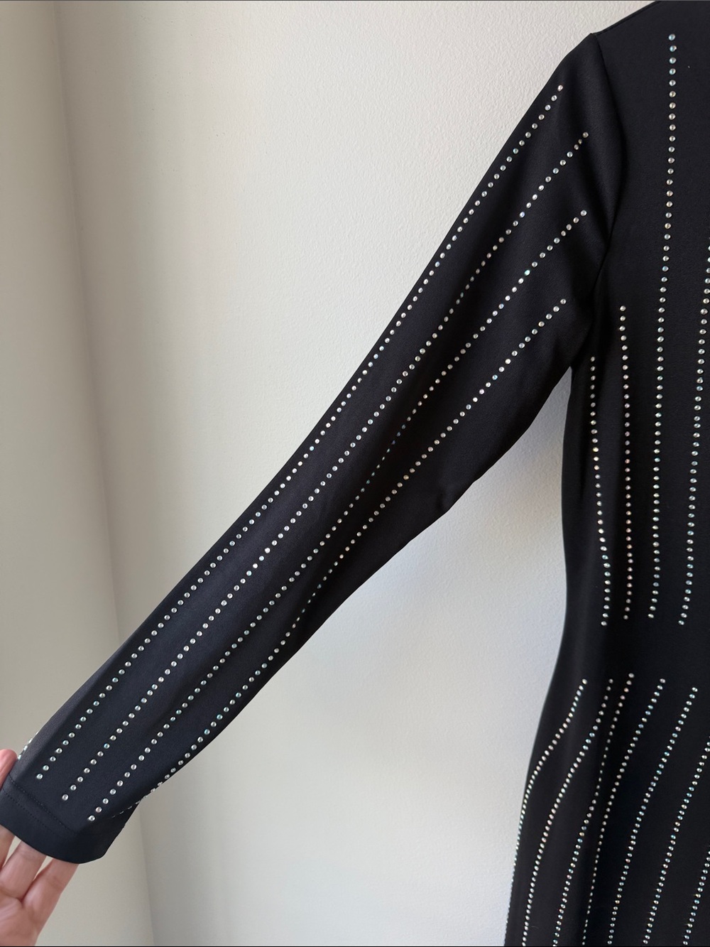 Black Long-Sleeve Studded Sheath Dress - Picture 3 of 5